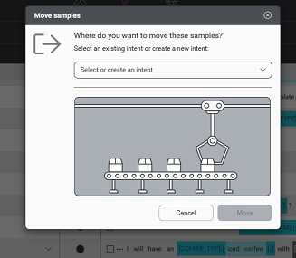 Move samples dialog