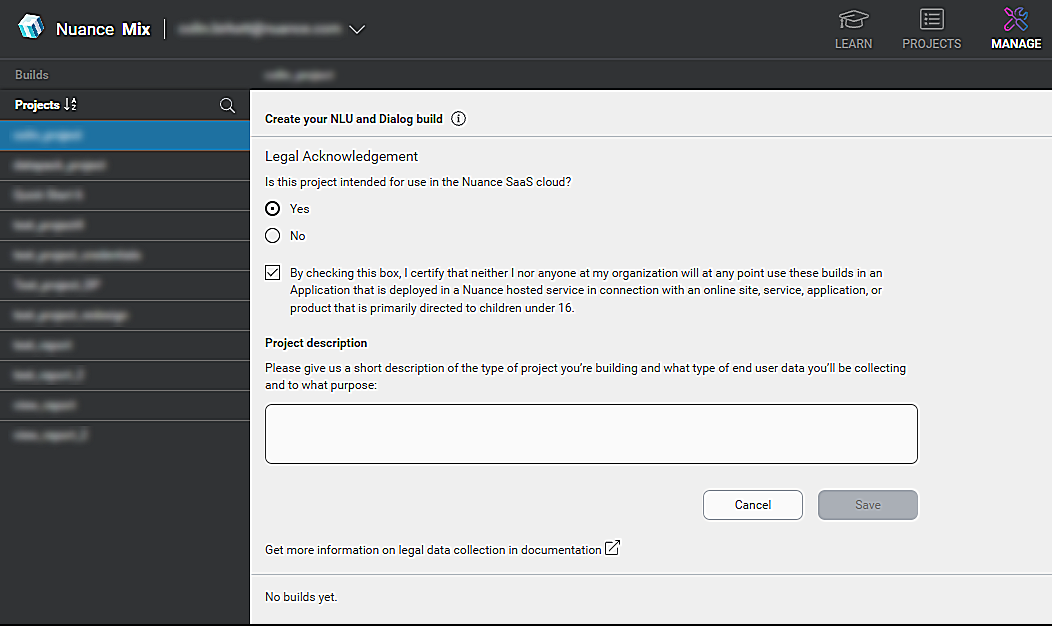 Sample Legal Acknowledgment screen