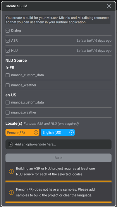 Sample Create a build dialog with prebuilt domains
