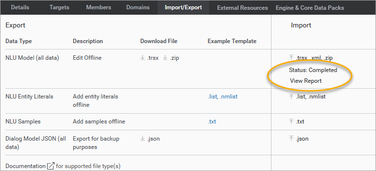 TRSX file successfully imported with feedback